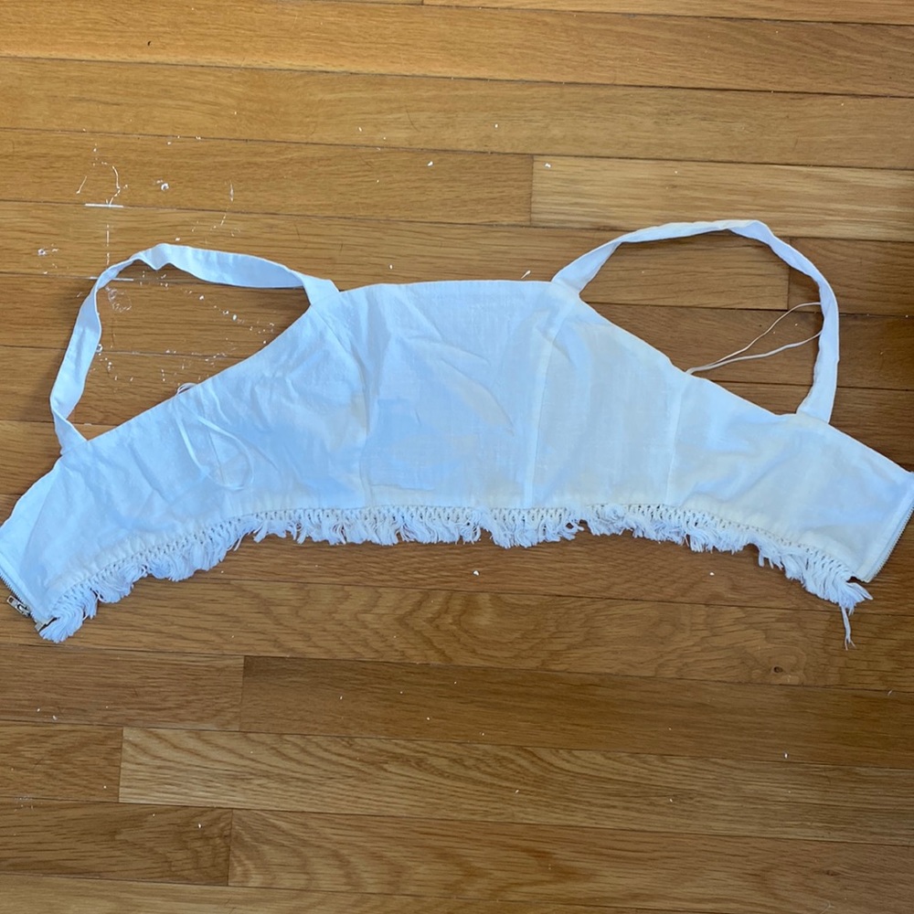 white tassel crop top